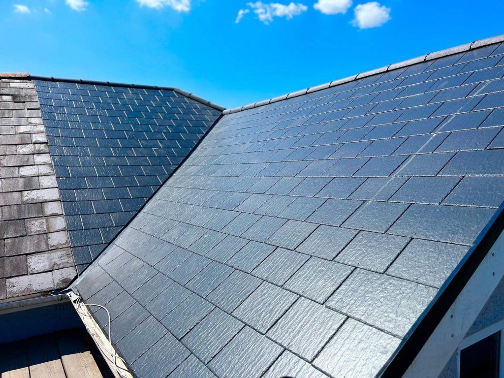 Finished slate roof replacement by M&J Roofing in South Wales